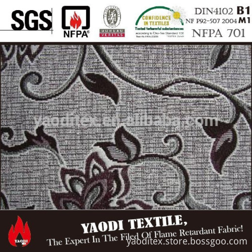 Luxury 100 polyester fire resistant jacquard curtain fabric for sale